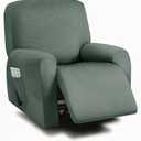 ULTICOR 4-Piece, 1 Seat Recliner Cover, Yarn Dyed Reclining Chair Covers for 1 Cushion Reclining Sofa, Single Seat Recliner Couch Cover, Soft, Machine Washable (Retro Green, Recliner Cover)