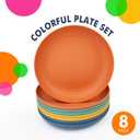 Homienly Deep Dinner Plates Set of 8 Alternative for Plastic Plates Microwave and Dishwasher Safe Wheat Straw Plates for Kitchen Unbreakable Kids Plate Set with 4 Colors (Classic Bright, 9 inch)