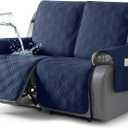 TAOCOCO 100% Waterproof Loveseat Recliner Cover, Non Slip Split Loveseat Covers for Reclining Loveseat with Elastic Straps, Washable Recliner Chair/Furniture Protector for Pets(2 Seater, Navy Blue)