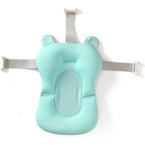 Baby Bath Cushion Pad Newborn Bathtub Mat Infant Bath Supporter Net Baby Bathtub Pillow Non-Slip Floating Bathing Tub Seat (Green Bear, 28cm*43cm*26cm)