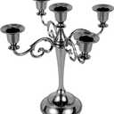 5-Candle Metal Candelabra Candlestick Holders, 5 Arms Candle Holder, Pillar Candle Holder 5 Arms, Vintage Metal Candelabra, Vintage Candle Sticks Holder Decor (Silver)