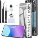 YWLRONG for Samsung Galaxy S21 FE Screen Replacement for Samsung S21 FE SM-G990 LCD Display Touch Screen Digitizer Assembly Replacement with Tools with Frame
