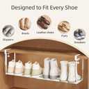 Expandable Shoe Rack Organizer for Cabinet, Adjustable Hanging Under Shelf Storage, Sturdy Round Tube Design, Space Saving Shoe Shelf for Closet, Entryway, Laundry Room, White