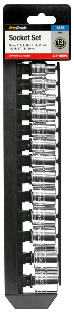 Pro-Grade Metric Socket Set with Rail - 3/8-Inch Drive