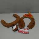 4Pcs Antler Dog Headband Costume Set,Antlers Headpiece with Dogs Ears Collar Nose Tail Animal Dress Up Accessories for Kids,Adults,Dogs,Halloween,Christmas,Party Cosplay,Brown