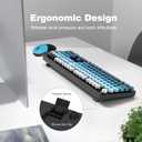 MOFII Wireless Keyboard and Mouse Combo, 2.4GHz Retro Typewriter Keyboard Full Size, Cute Wireless Mice, USB Dongle Plug and Play, for Laptop, PC, Desktop, Windows (Black Blue Gradient Color)
