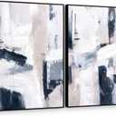 SAFERRYHOME Large Abstract 3D Textured Framed Canvas Wall Art, 24"x36"x2