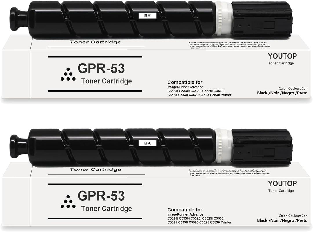 2PK GPR-53 GPR53 Black Toner Cartridge (8525B003) Replacement for ImageRunner Advance C3325,C3325i, C3330,C3330,C3525,C3525i, C3530,C3530i,DX C3730i DX C3730i Printers