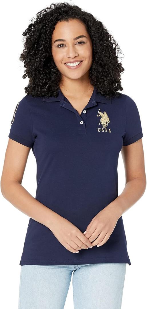 U.S. POLO ASSN. USPA Metallic Print Polo (Navy), Size Small