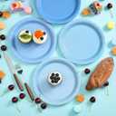 96 Pcs Blue Party Paper Plates, 9 Inch Cute Light Blue Disposable Dessert Baby Bridal Shower Dinner Birthday Cake Paper Plates for Party Bridal Baby Girl Shower Wedding Supplies