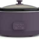 bella 6.0 Qt Programmable Slow Cooker, Ceramic Nonstick Coating, Adjustable Temperature & Cooking Times, Dishwasher Safe Stoneware Pot & Tempered Glass Lid, Tangle Free Cord Wrap, Plum