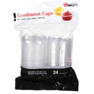 Condiment Cups, 2 oz. clear plastic cups with lids 24 cups