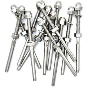 12 Pack 3/16" Cable Railing Swage Threaded Stud Tension End Fitting for 3/16" Cable Deck Railing,Deck Stair Threaded End Fitting for 2"x2" Wood/Metal Post