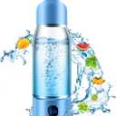 Hydrogen Water Bottle with Three Modes Produces 5000 PPB of Hydrogen Water in 8 Minutes,Made of Aluminium and Glass,with Colorful Light,Rechargeable for Travelling,Office,Home (blue)