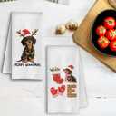 Merry Christmas Dachshund Kitchen Towels, Dachshund Lover Gifts, Weiner Dog Gifts Decorative Hand Towels for Bathroom, Winter Holiday Xmas Sausage Dog Dish Tea Towel, 16x24 Inch Set of 2