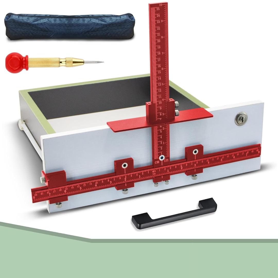 Cabinet Hardware Jig,Aluminum Alloy Cabinet Handle Template Tool-Cabinet Jig for Fast and Accurate Installation of Handles and Pulls (Red)