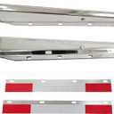 Stainless Steel Straight Spring Loaded Mud Flap Hangers Brackets Mudflap Holders Mounts Set 1-1/8" Bolt Spacing 30" Length with Aluminum Reflective Tapes fit for Semi Trucks, 2 pcs