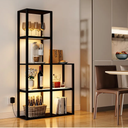 Display Shelf with LED Light Standing Floor Lamp with Glass Storage Shelves for Collectibles, 5 Tier Tall Corner Shelf Open Curio Cabinet for Living Room, Bedroom, Office, Home Decor