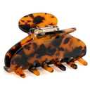 MAORULU Medium Cute Acetate Hair Claw Clips for Women Girls, 3 Inch Cherry Red Claw Clips for Thin & Medium Thick Hair, Durable French Banana Clip with Gift Box (Dark Tortoiseshell)