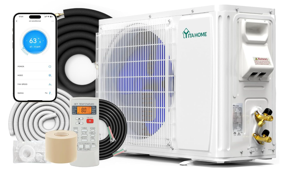 YITAHOME 12000 BTU Mini Split Air Conditioner Heat Pump System, Wifi Enabled 20 SEER2 115V Inverter Ductless AC Cool Up to 750 Sq. Ft, Compatible with Alexa, Complete Installation Kit, White