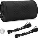 Ziciner Genuine Leather Steering Wheel Cover, Stitch on Wrap, Breathable Anti-Slip Car Steering Wheel Protector for Max Diameter 15 Inch, DIY Sewing with Needles Thread (Black, Middle Hole)