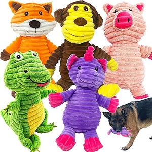 Jalousie Plush Toys Assortment Value Bundle Puppy Pet Mutt Squeak Toy for Medium Large Dogs (3 Pack Corduroy)