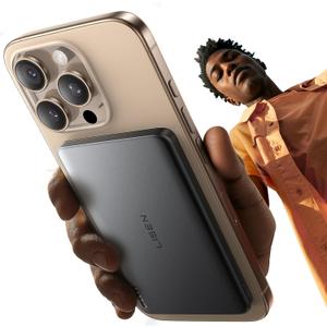 LISEN 0.3 Ultra Slim MagSafe Portable Charger iPhone,Alloy 5,000mAh Wireless Charge Card Phone Charger,Slim MagSafe Battery Pack,Magnetic Power Bank for iPhone 16e Pro Max/15/14/13/12,Gray