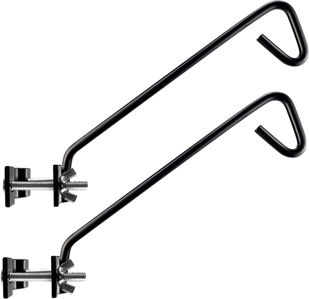 2 Packs 11 inches Fence Deck Hook Rail Hook Hanging Hook Mounting Kit Heavy Duty Bird Feeder Hook Decorative Hook Hanger for Bird Feeders Planters Suet Baskets Lanterns on Balcony Porch Railing Fence (11in Long Fence Hook-2 Packs)