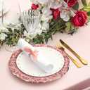 Yinder Set of 12 Antique Charger Plates 13 Inch Plastic Vintage Plate Chargers Decorative Embossed Chargers Engraved Baroque Rim Elegant Tableware Decoration for Dinner Table Wedding (Rose Gold)