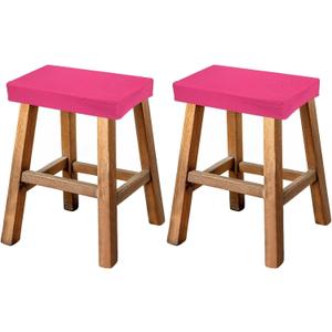 uxcell Bar Stool Cover Rectangle, Stretch Washable Saddle Counter Vanity Barstool Slipcover Seat Cushion Protector with Elastic Band for Wooden Metal Bench Chair(Rose Red, 2Pcs)