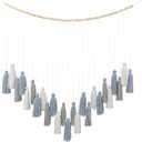 DrCor Dusty Blue Boho Macrame Garland  Serene Wall Hanging for Living Room, Bedroom or Reading Corner, Dorm Room or Study Decor, Coastal Boho Mantel or Entryway Decoration