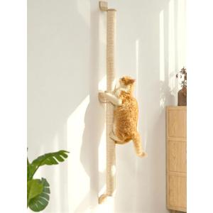 FUKUMARU Cat Wall Scratcher, 60" Tall Wall Mounted Kitten Scratching Post, Sturdy Sisal Climbing Tree for Indoor Large Cats