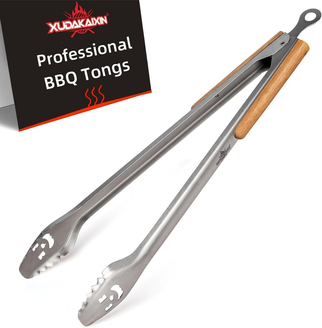 24-Inch Very Long Stainless Steel BBQ Tongs with Extended Luxurious Acacia Handle – Durable and Easy-to-Clean Grilling Tool for Cooking, Kitchen Use, and Outdoor Barbecues