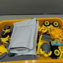 YIDESTARS Construction Sandbox with Lid  4 Vehicles with 1 Conveyor, 8 Castle Molds, 6 Figures & 3lbs Moldable Sand  Preschool Sensory Bin for Fine Motor Skills, Ages 36