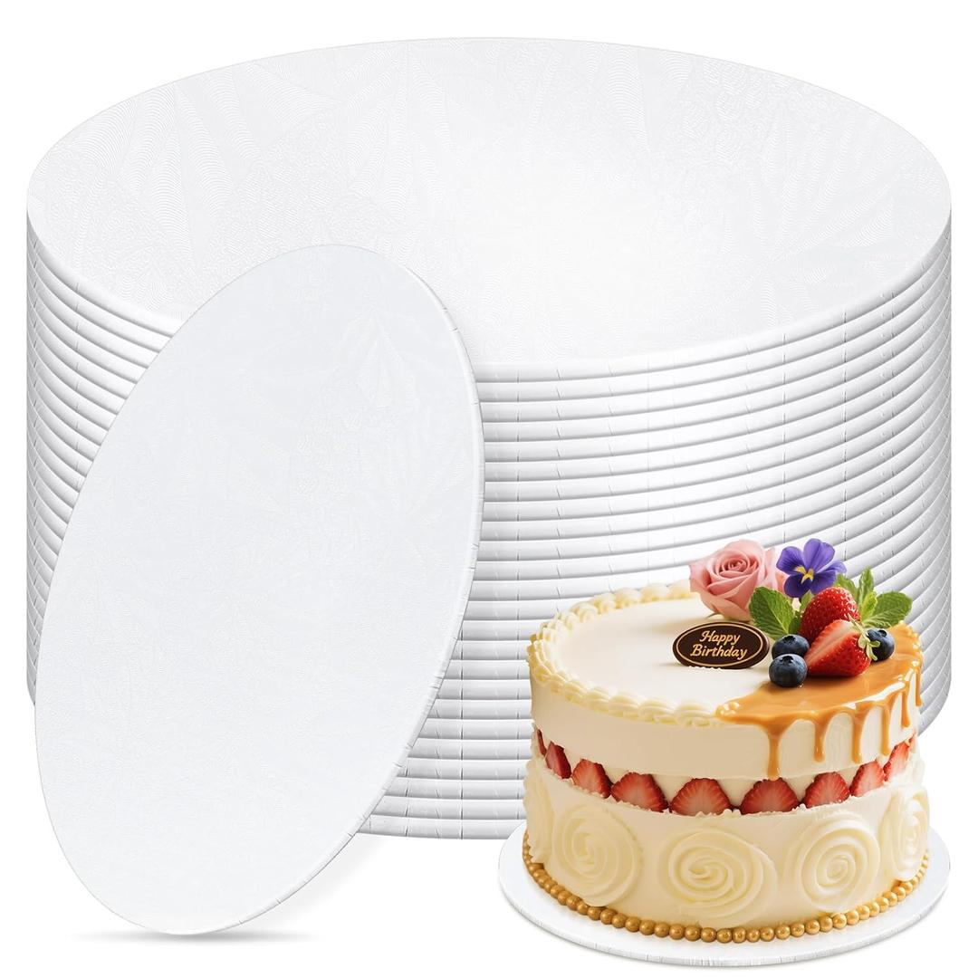12 PCS Cake Boards 12 Inch Round, 12 Inch Cake Drums, 1/4" Thick Cake Drum, Cake Board Food Grade Cake Base, White Cake Cardboard Circles Bases para Pasteles for Wedding & Party & Pizza Desserts