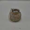Bloomingville Glass Rattan Wrapped Tealight Holder with Handle Vase, 5" L x 5" W x 4" H, Natural,AH2300