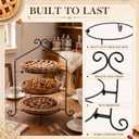 3 Tier Pie Plate Stand, Wrought Iron Dessert Display Rack, Plates Not Included, for 10 to 12 Inch Pie Plates, 9.25" Center Rings, Detachable, for Pies, Cakes, Desserts & Dinner Plates