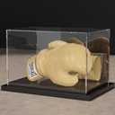 Boxing Glove Display Case Acrylic Full Size Display Case Holder Showcase with Mirror Back and Black Metal Grooved Base for Boxing Glove Baseball Mitt