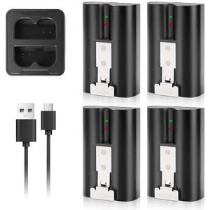 BATTIZ 4-Pack Ring V4 Battery and Dual USB Charging Station Compatible with Ring Video Doorbell 2/3/4/3plus, Stick Up Cam (2nd and 3rd Gen) Rechargeable 3.65V 6040mAh Battery