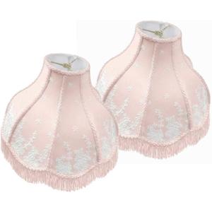 Royal Designs, Inc. VS-1001-11PNK-2 Victorian Scalloped Fringe Lamp Shade, 3.5 x 11 x 9, Pink, 2-Pack, No Assembly Required