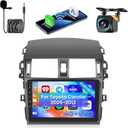 Hikity 4+64G Car Radio Stereo for Toyota Corolla 2009-2013 Radio with 9 Inch Touch Screen, Carplay/Android Auto GPS Navigation/Mirror Link/Hi-Fi/Bluetooth+AHD Backup Camera
