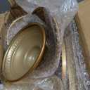 Audab Metal Gold Dessert Table Display Set Including Cake Stands, Cupcake Tower Stand, Dessert Tray, Risers Stands, Cake Cutting Set and Serving Tongs for Wedding, Birthday Party Decor