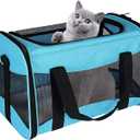 Cat Carrying Case - Pet Carrier Airline Approved, Protable and Breathable Pet Travel Carrier Removable Fleece Pad, Collapsible Cat Carrier Dog Carrier for Medium Cats Small Cats Dogs(X-Large, Blue) (20.0"L x 13.0"W x 13.0"H)