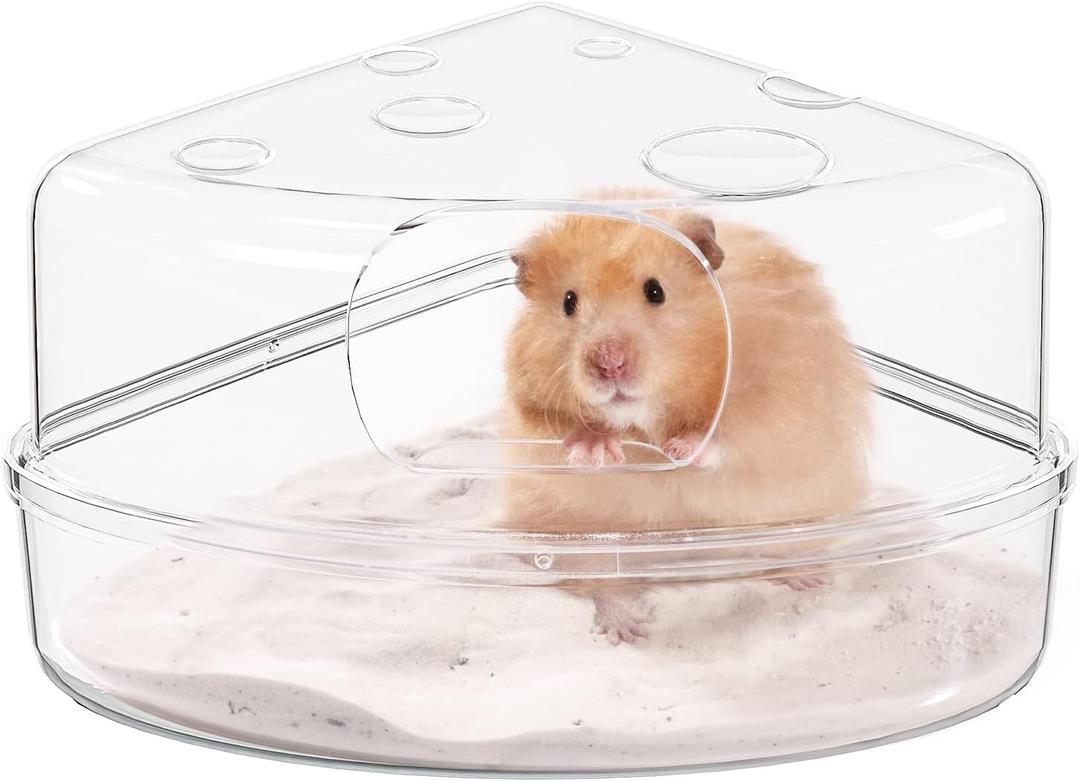 BUCATSTATE Hamster Sand Bath Container Large Transparent Hamster Toilet for Dwarf Pets Small Animals Cage Accessories (Transparent, Large)