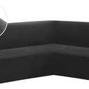 ALIECOM Velvet Corner Couch Covers L Shape Sofa Cover Sectional Stretch Soft Thick Plush U Shaped Sectional Slipcovers Living Room Pet Dogs Universal Non Slip Furniture Protector (Black, X-Large)