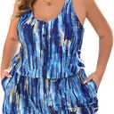 Summer Mae Plus Size Swim Romper One Piece Swimsuit Women Blouson Bathing Suit with Pockets 2025 Modest Swimwear (Mysterious Lake, 14 Plus)