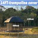 10FT 12FT 14FT 15FT 16FT Dome Trampoline Canopy Cover for Backyard Trampolines, 600D Heavy-Duty Waterproof Fabric with Taped Seams, Curved Roof Design Prevents Water Pooling