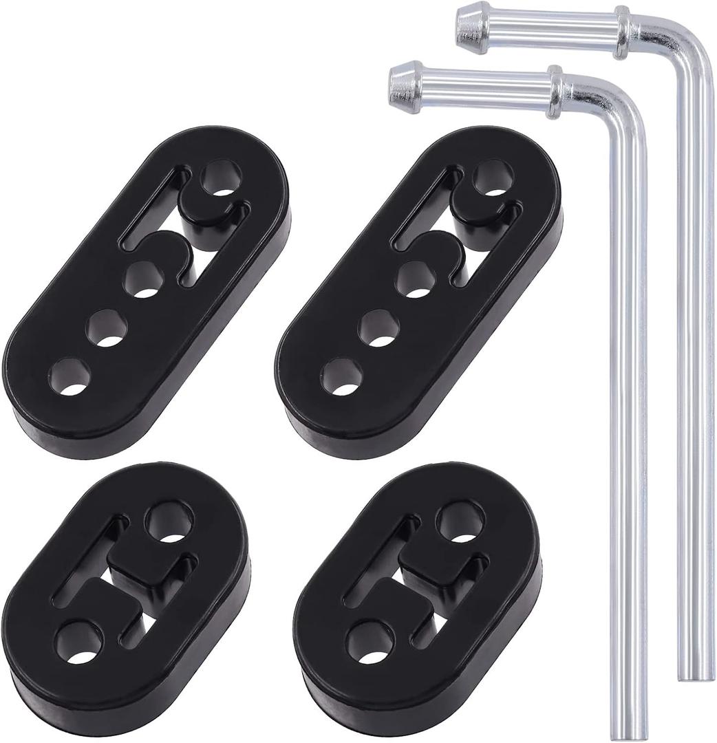 6 Pcs 2/4 Holes Exhaust Hanger Rubber Muffler Hanger with 90 Degree Exhaust Hanger Rod, Insulator Muffler Bracket Mount for Car Truck Jeep
