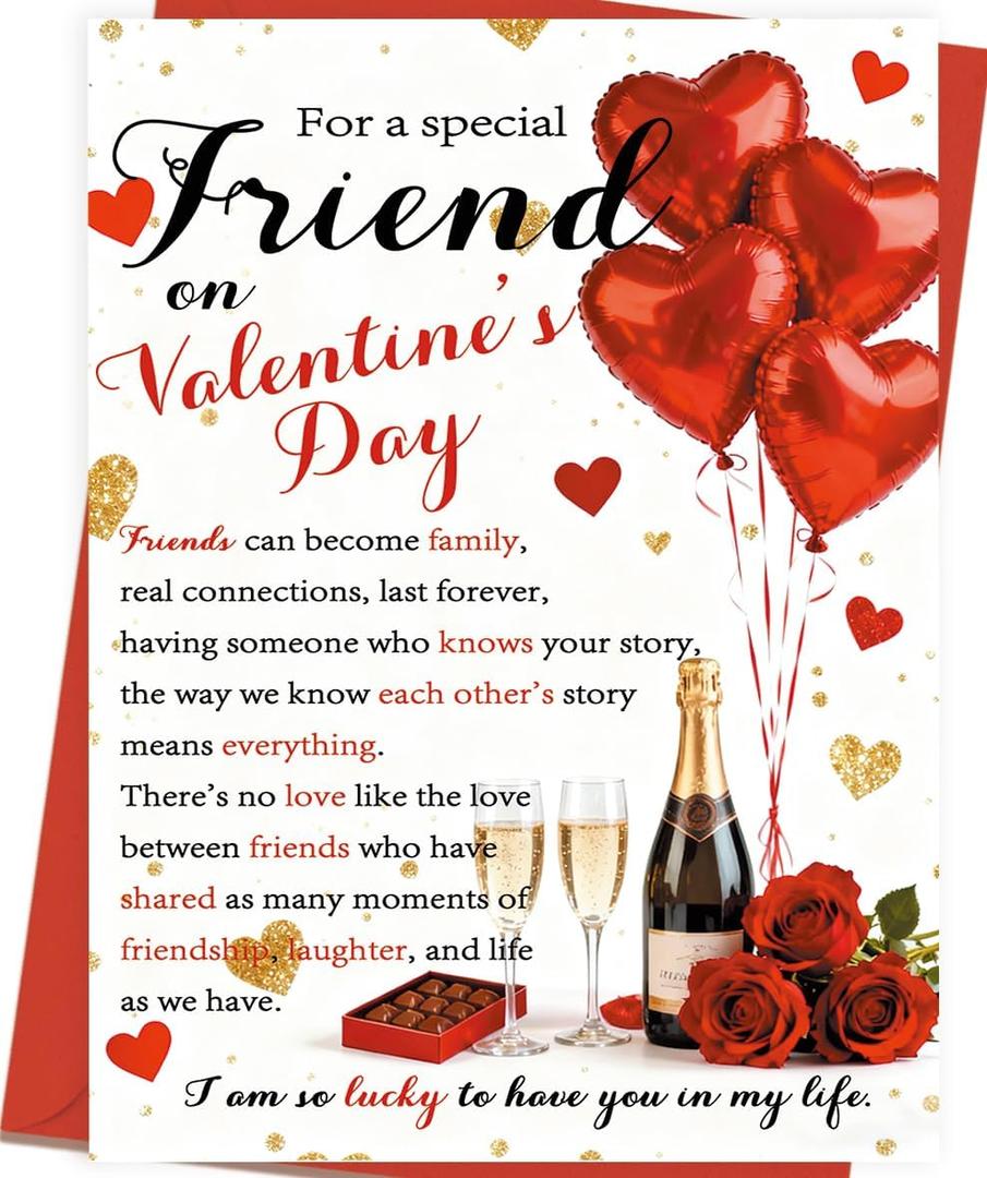 2 x Asmallgf Happy Valentine’s Day Card for Special Friend，Valentines Day Decorations Gifts for Him Her