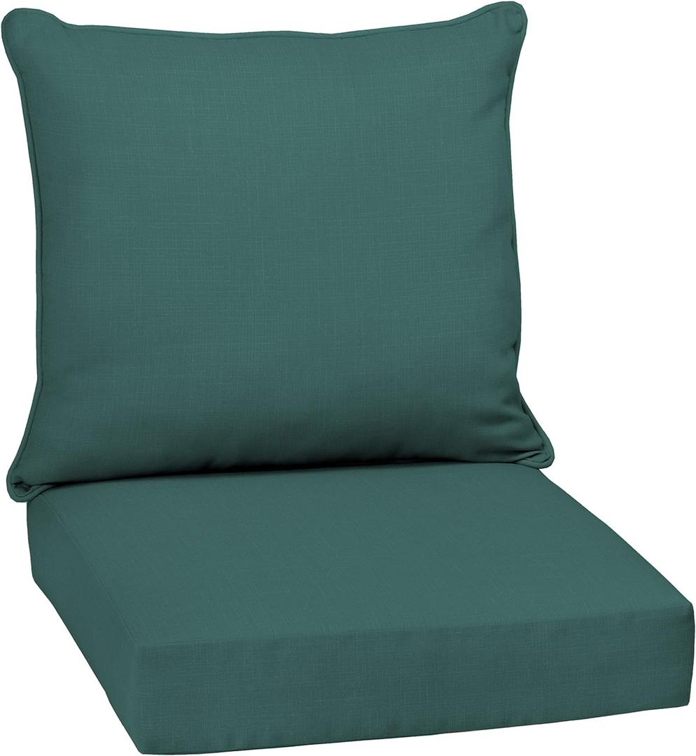 Arden Outdoor Deep Seat Set, 24 x 24, Rain-Proof, Fade Resistant, Deep Seat Bottom and Back Cushion 24 x 24, Peacock Blue Green Texture